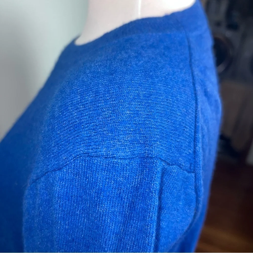 J.Crew Blue Merino Wool Blend Sweater Side Slit Hem Size Large